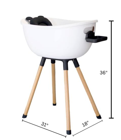 Babu Bath Luxury Baby Bathtub with Wooden Stand – 3-Stage Convertible, Ergonomic & Back-Saving Design