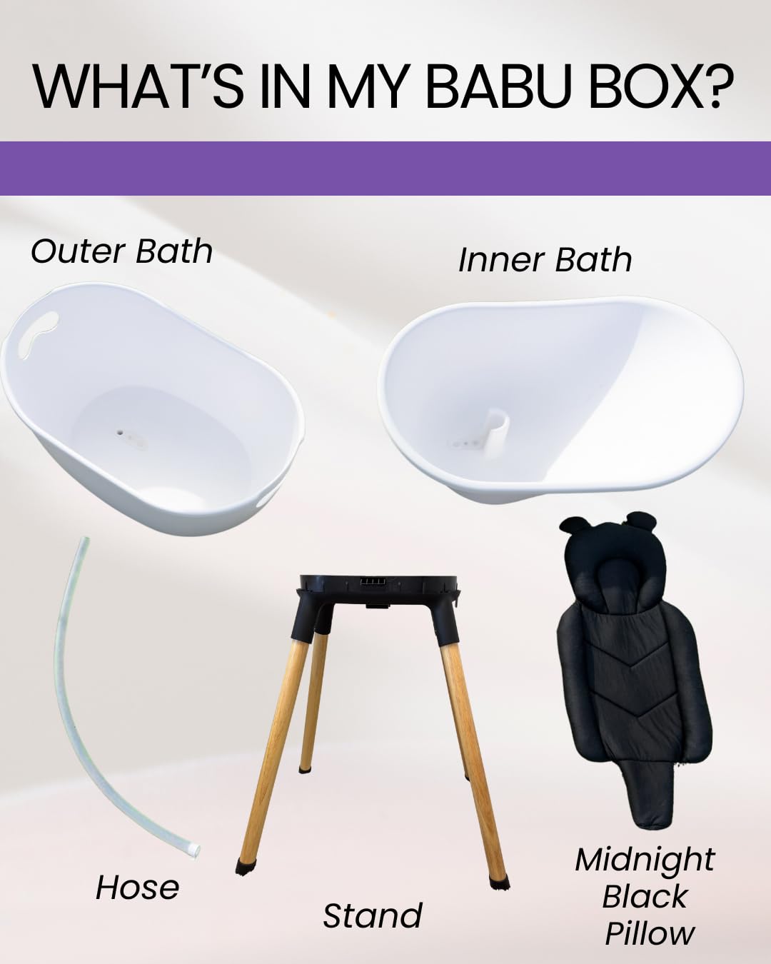 Babu Bath Luxury Baby Bathtub with Wooden Stand – 3-Stage Convertible, Ergonomic & Back-Saving Design